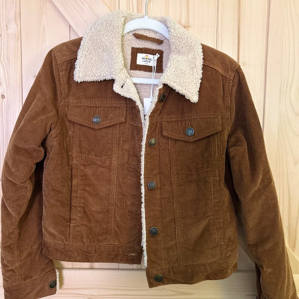 Marine Layer NEW NWT Women S Brown  Corduroy Sherpa Jacket